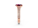 Rose gold Pear Cut Garnet Split Shank Engagement Ring with Pavé Band_2