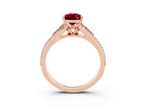 Rose gold Pear Cut Garnet Split Shank Engagement Ring with Pavé Band_3