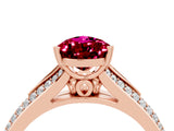 Rose gold Pear Cut Garnet Split Shank Engagement Ring with Pavé Band_4