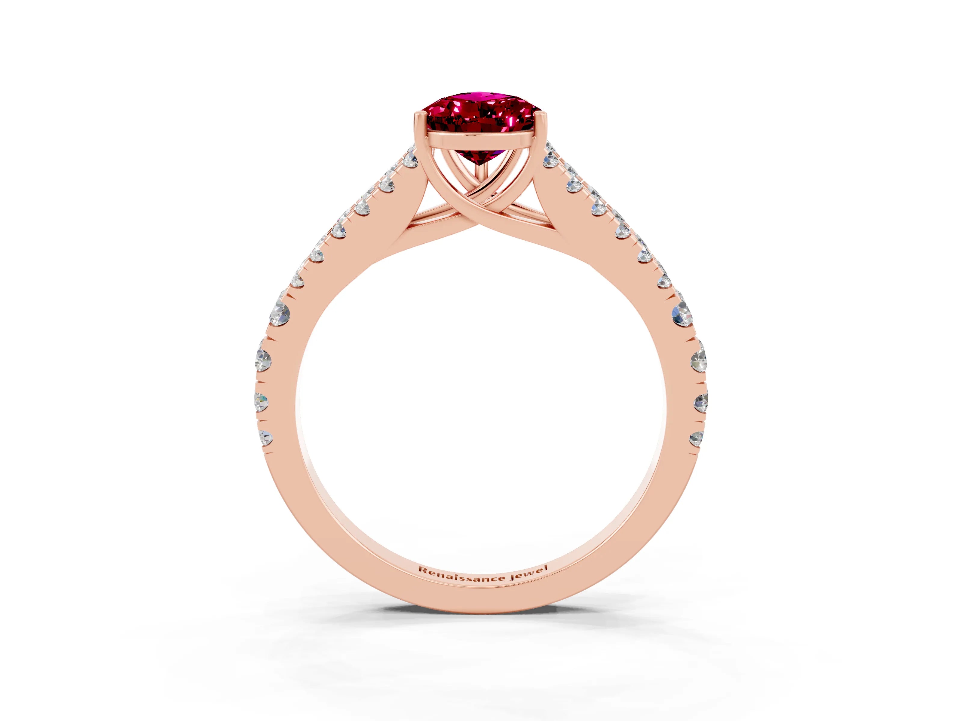 Rose gold Pear Cut Garnet Split Shank Pavé Engagement Ring with Four-Prong Setting_15
