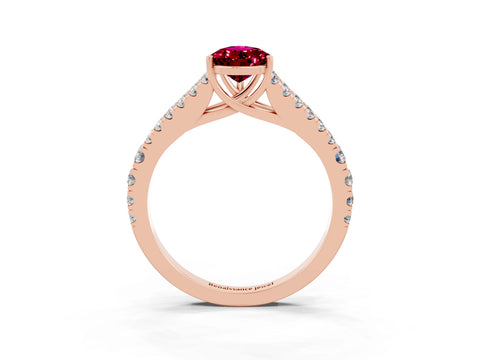 Rose gold Pear Cut Garnet Split Shank Pavé Engagement Ring with Four-Prong Setting_15