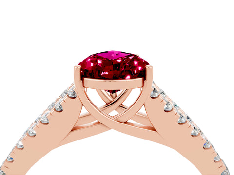 Rose gold Pear Cut Garnet Split Shank Pavé Engagement Ring with Four-Prong Setting_16