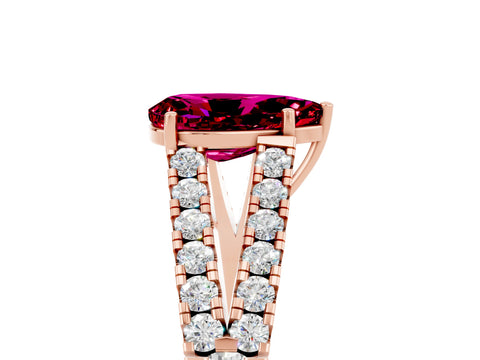 Rose gold Pear Cut Garnet Split Shank Pavé Engagement Ring with Four-Prong Setting_17