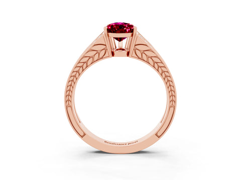 Rose gold Pear Cut Garnet Split Shank Ring with Pavé Band and Four-Prong Setting_3