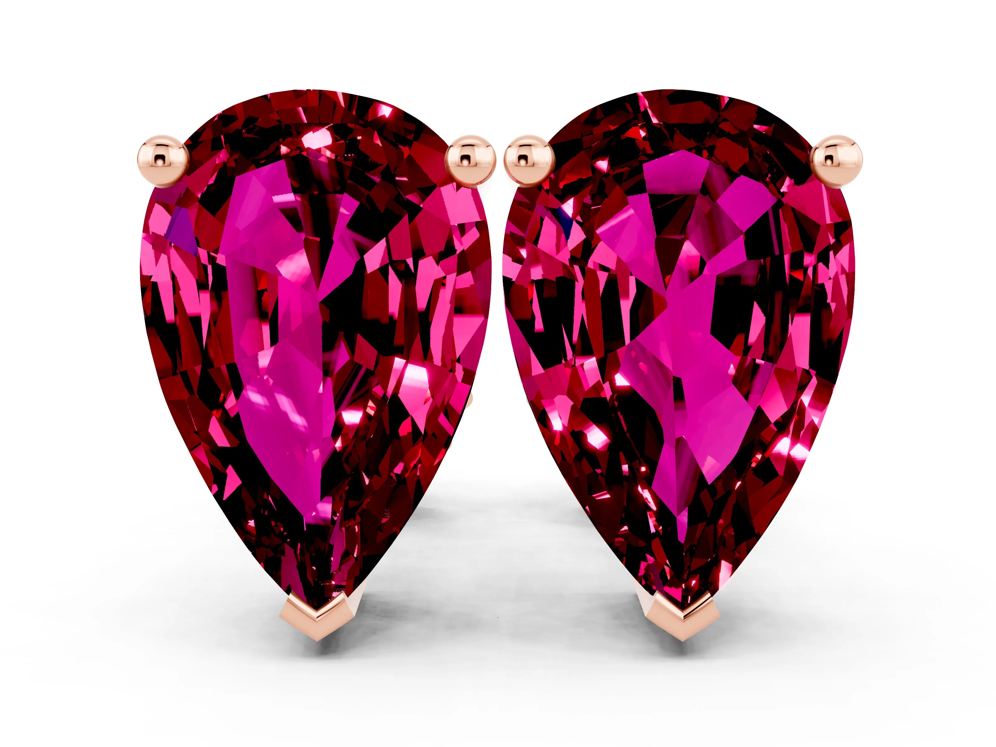 Rose gold Pear Cut Garnet Stud Earrings_18