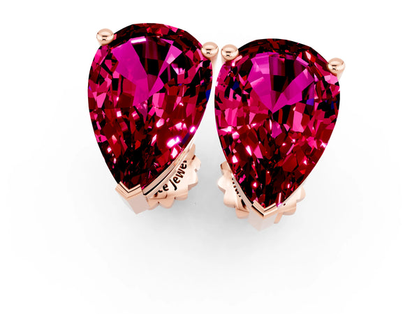 Rose gold Pear Cut Garnet Stud Earrings