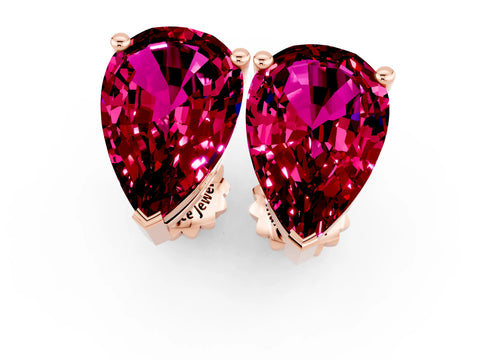 Rose gold Pear Cut Garnet Stud Earrings_19