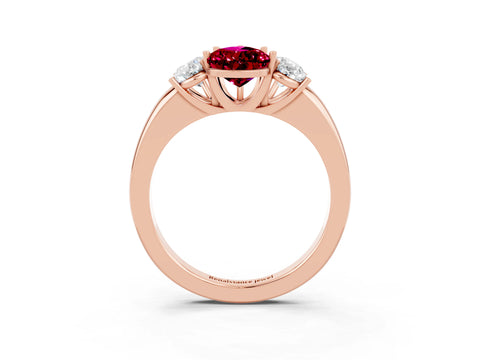 Rose gold Pear Cut Garnet Three-Stone Ring with Four-Prong Setting and Classic Band_3