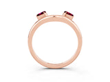 Rose gold Pear Cut Garnet Two-Stone Open Band Ring with Prong Setting_9