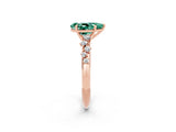Rose gold Pear Cut Green Sapphire Cluster Side Stone Solitaire Ring with Prong Setting_26