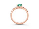 Rose gold Pear Cut Green Sapphire Cluster Side Stone Solitaire Ring with Prong Setting_27