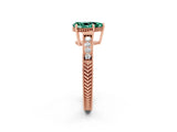 Rose gold Pear Cut Green Sapphire Engagement Ring with Milgrain Channel Set Band and Prong Setting_2