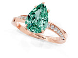 Rose gold Pear Cut Green Sapphire Engagement Ring with Side Stone Accents and Four-Prong Setting_61