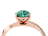 Rose gold Pear Cut Green Sapphire Engagement Ring with Side Stone Accents and Four-Prong Setting_64