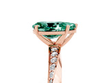 Rose gold Pear Cut Green Sapphire Engagement Ring with Side Stone Accents and Four-Prong Setting_65