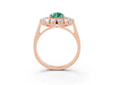 Rose gold Pear Cut Green Sapphire Floral Double Halo Engagement Ring with Prong Setting_63