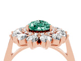 Rose gold Pear Cut Green Sapphire Floral Double Halo Engagement Ring with Prong Setting_64