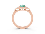 Rose gold Pear Cut Green Sapphire Halo Ring with Tapered Band and Four-Prong Setting_3