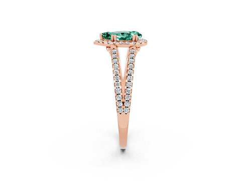 Rose gold Pear Cut Green Sapphire Halo Split Shank Engagement Ring_14
