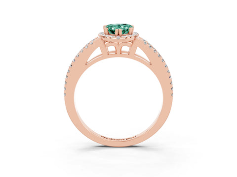 Rose gold Pear Cut Green Sapphire Halo Split Shank Engagement Ring_15