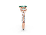 Rose gold Pear Cut Green Sapphire  Halo Twist Band Solitaire Prong Setting Ring_26