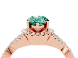 Rose gold Pear Cut Green Sapphire  Halo Twist Band Solitaire Prong Setting Ring_28