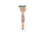 Rose gold Pear Cut Green Sapphire  Halo Twist Band Solitaire Prong Setting Ring_44