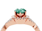 Rose gold Pear Cut Green Sapphire  Halo Twist Band Solitaire Prong Setting Ring_46