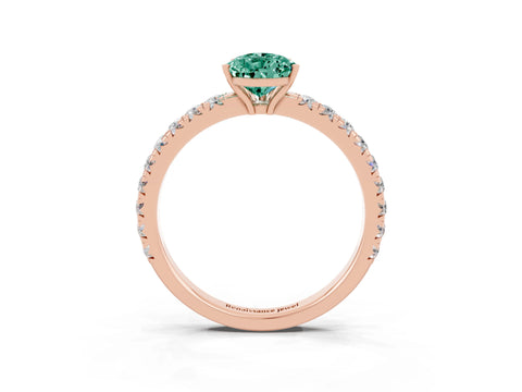 Rose gold Pear Cut Green Sapphire Pavé Solitaire Engagement Ring with Four-Prong Setting_15