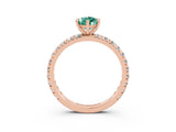 Rose gold Pear Cut Green Sapphire Pavé Solitaire Ring with Round Band and Prong Setting_27