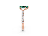 Rose gold Pear Cut Green Sapphire Pave Band Solitaire Ring with Four-Prong Setting_26
