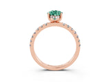 Rose gold Pear Cut Green Sapphire Pave Band Solitaire Ring with Four-Prong Setting_27
