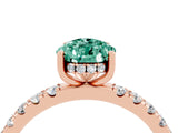 Rose gold Pear Cut Green Sapphire Pave Band Solitaire Ring with Four-Prong Setting_28