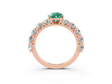 Rose gold Pear Cut Green Sapphire Prong Setting with Side Stones on a Pave Band_3