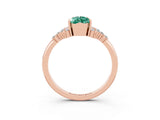Rose gold Pear Cut Green Sapphire Ring with Side Stones and Four-Prong Setting_39