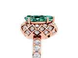 Rose gold Pear Cut Green Sapphire Scalloped Halo Engagement Ring with Round Shared Prong Band_29