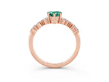 Rose gold Pear Cut Green Sapphire Scattered Round Accent Ring with Prong Setting_15