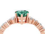 Rose gold Pear Cut Green Sapphire Scattered Round Accent Ring with Prong Setting_16
