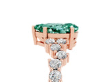 Rose gold Pear Cut Green Sapphire Scattered Round Accent Ring with Prong Setting_17