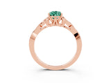 Rose gold Pear Cut Green Sapphire Solitaire Celtic Knot Ring with Four-Prong Setting_15