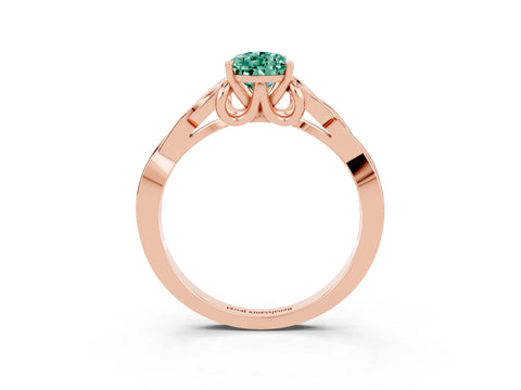 Rose gold Pear Cut Green Sapphire Solitaire Celtic Knot Ring with Four-Prong Setting_15