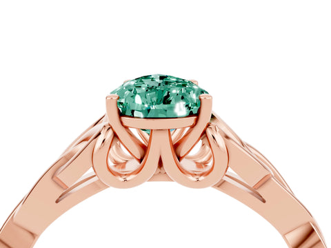 Rose gold Pear Cut Green Sapphire Solitaire Celtic Knot Ring with Four-Prong Setting_16