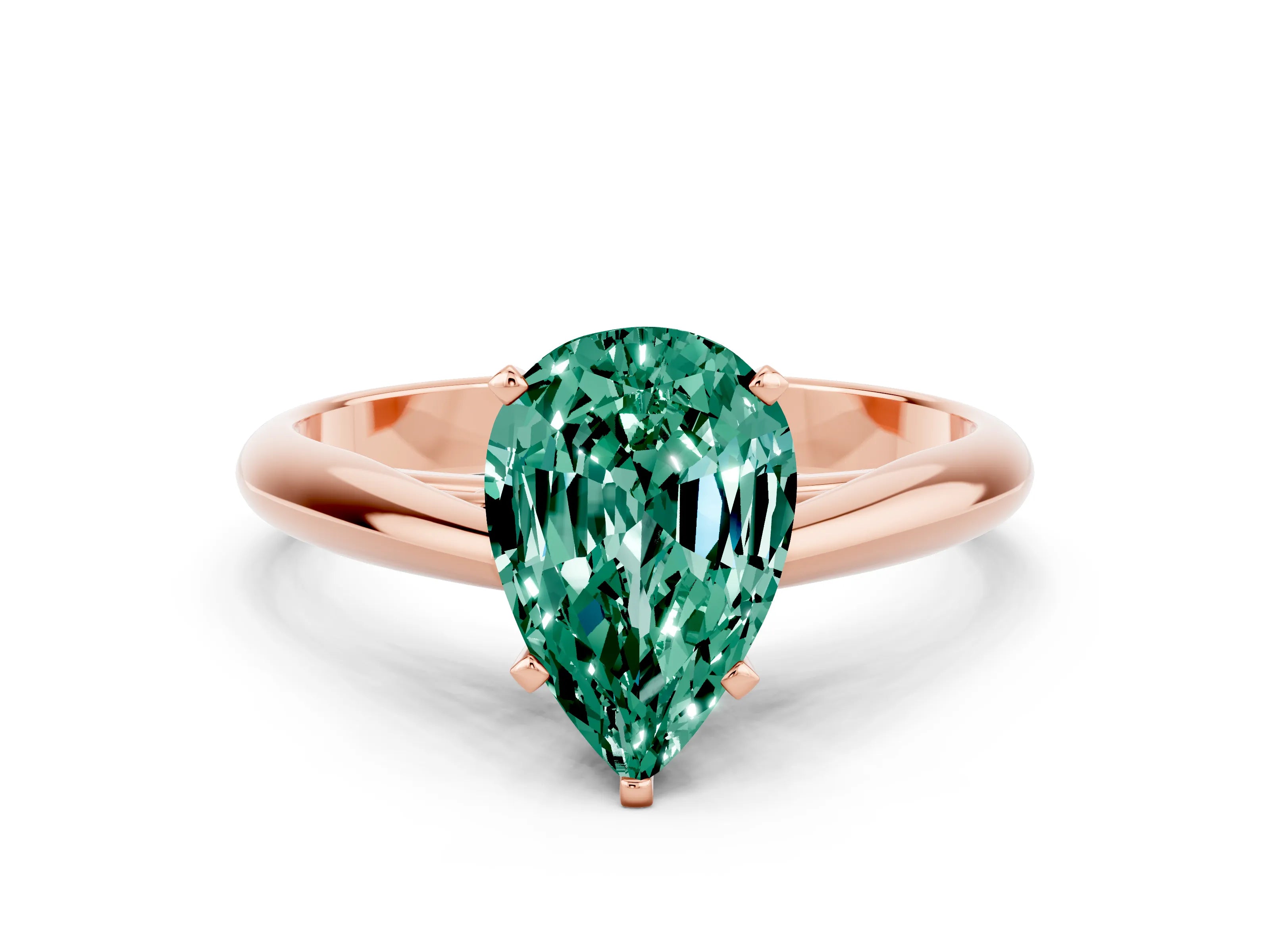 Rose gold Pear Cut Green Sapphire Solitaire Engagement Ring with Cathedral Setting and Four-Prong Mount_12