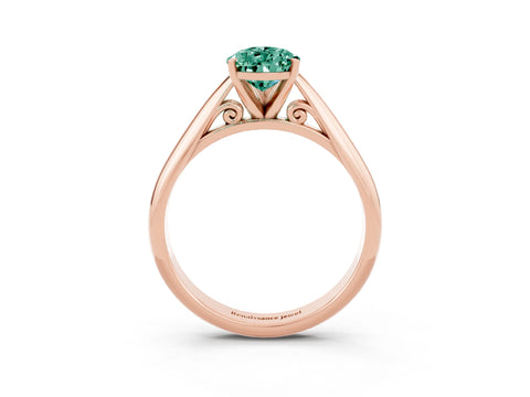 Rose gold Pear Cut Green Sapphire Solitaire Engagement Ring with Cathedral Setting and Four-Prong Mount_15