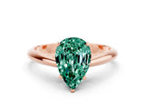 Rose gold Pear Cut Green Sapphire Solitaire Engagement Ring with Cathedral Setting and Four-Prong Mount_18
