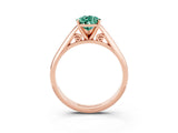 Rose gold Pear Cut Green Sapphire Solitaire Engagement Ring with Cathedral Setting and Four-Prong Mount_21