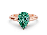 Rose gold Pear Cut Green Sapphire Solitaire Engagement Ring with Cathedral Setting and Four-Prong Mount_24