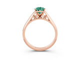 Rose gold Pear Cut Green Sapphire Solitaire Engagement Ring with Cathedral Setting and Four-Prong Mount_27