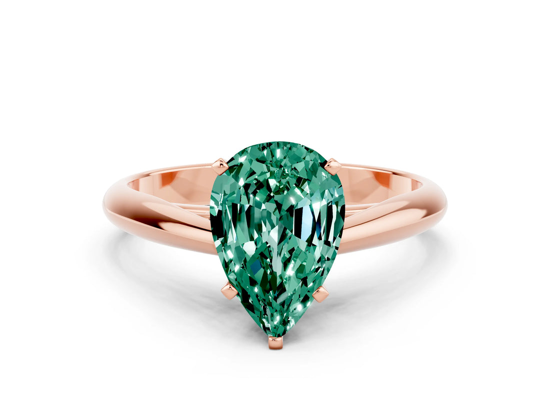 Rose gold Pear Cut Green Sapphire Solitaire Engagement Ring with Cathedral Setting and Four-Prong Mount_78