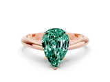 Rose gold Pear Cut Green Sapphire Solitaire Engagement Ring with Cathedral Setting and Four-Prong Mount_78